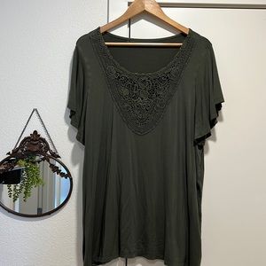 Torrid Olive Green Flowy Short Sleeve